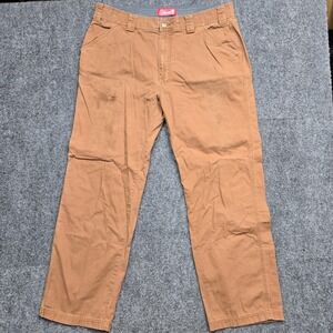 Coleman Mens Size 36x32 Brown Canvas Work Pants Stretch Utility Trousers